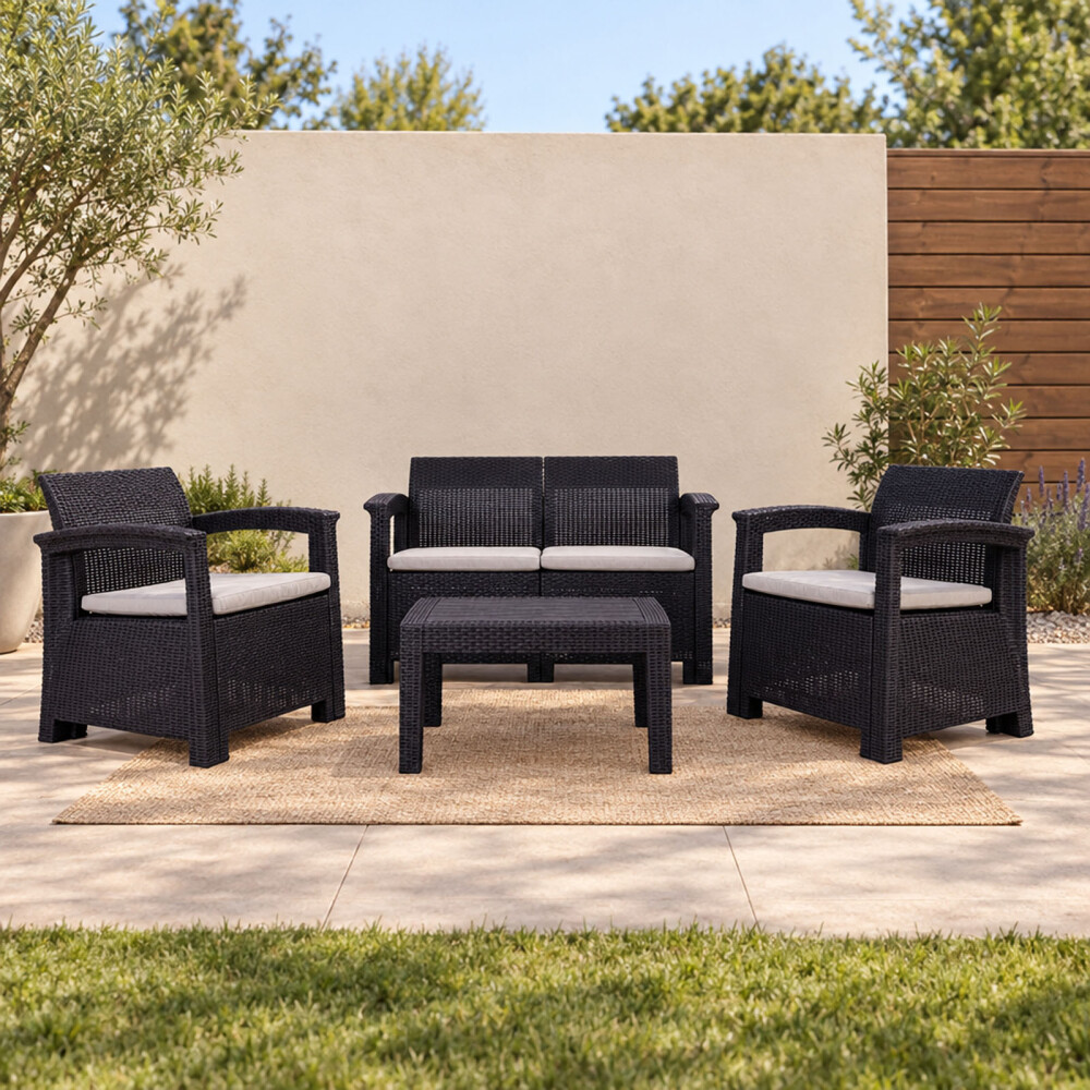 SET DE LIVING EXTERIOR POLIPROPILENO MARRON BONAIRE