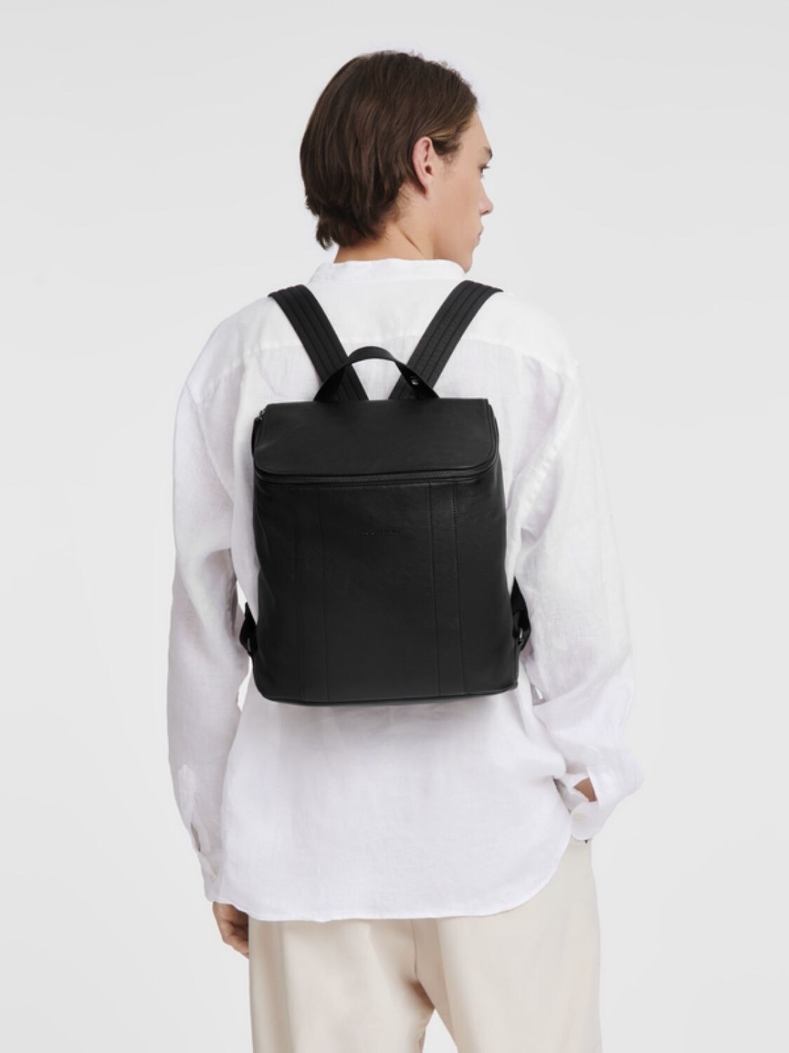 Longchamp -Mochila de cuero talle M, Longchamp 3D Negro
