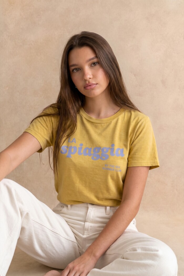 Remera Estampada Algodón Pistacho