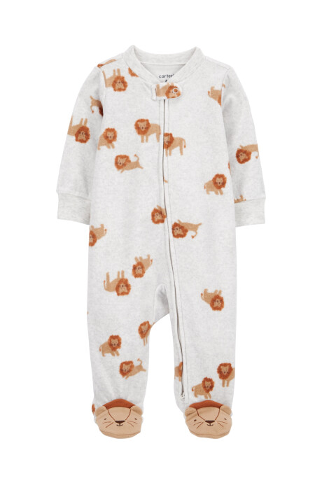 Pijama uno pieza de micropolar, con pie, diseño leones Sin color