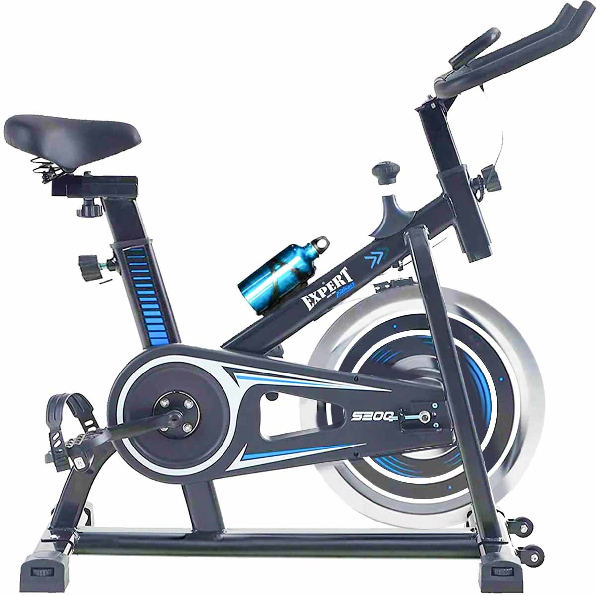 Bicicleta Spinning Profesional Regulable Pulsómetro - Negro-Azul 