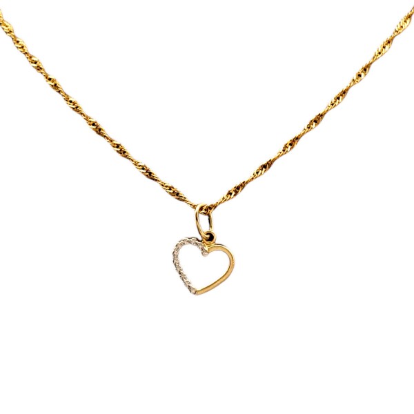 Dije Corazón-Oro bajo y Oro blanco-Sin piedra-CP8533 sinpiedra