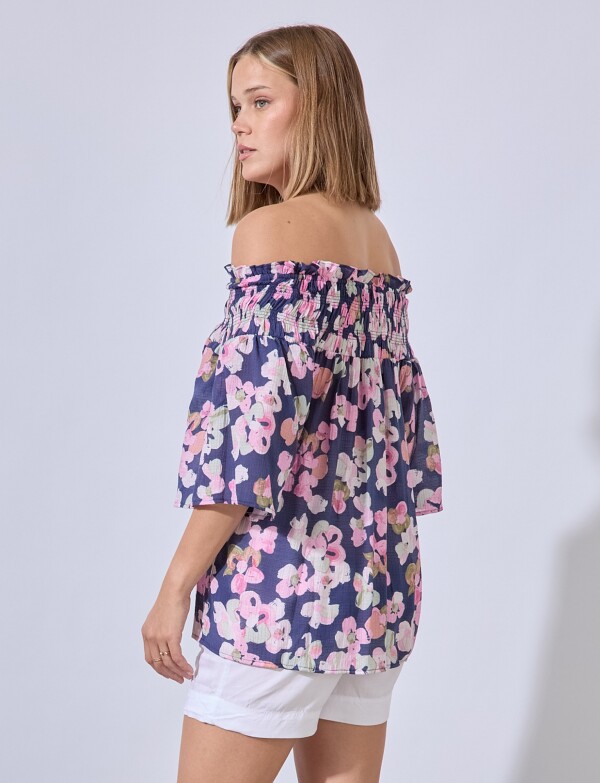 Blusa Frunces MULTI/AZUL