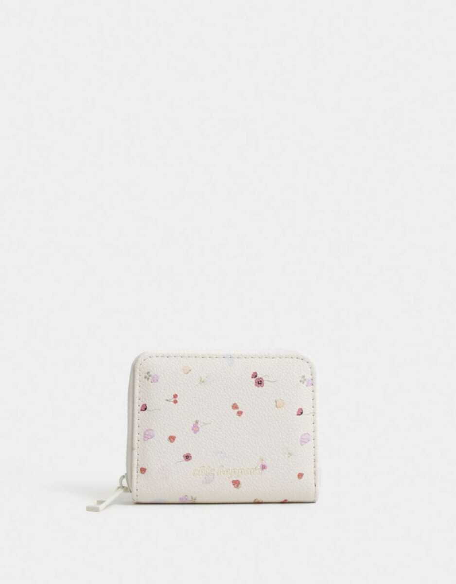 Billetera Cuerina - Estampado Flores 