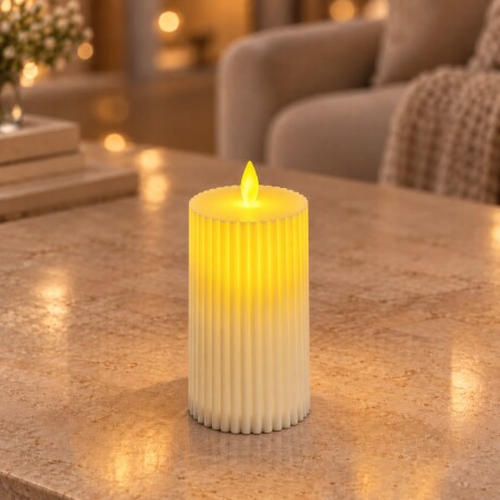 Vela LED Decorativa Acanalada Mediana – Luz Cálida 13cm x 8cm Vela LED Decorativa Acanalada Mediana – Luz Cálida 13cm x 8cm
