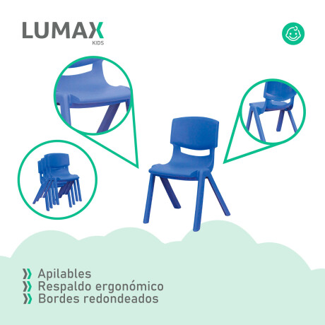 Pack Mesa Infantil Lumax Cuadrada + 4 Sillas Azul