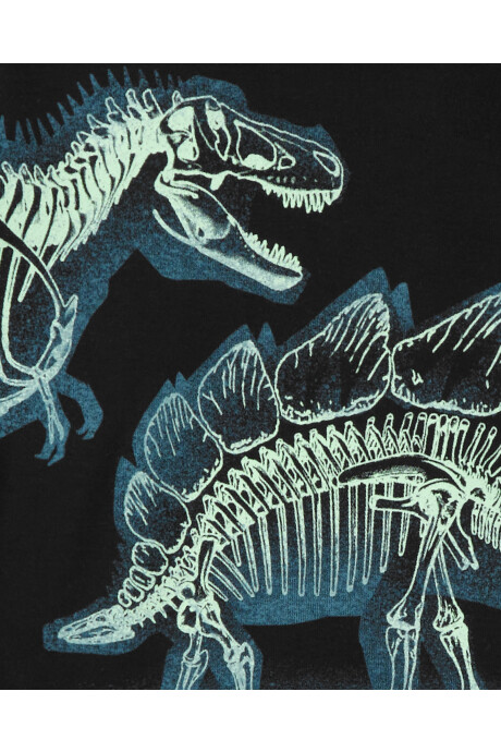 Pijama cuatro piezas de algodón, dos pantalones y dos remeras, diseño dinos Sin color