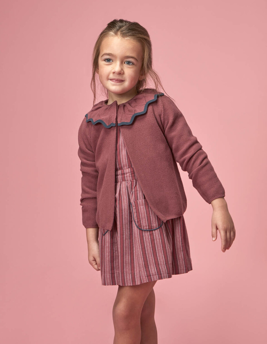 Chaqueta Manga Tres Cuartos Ancha Con Cuello - Berenjena 
