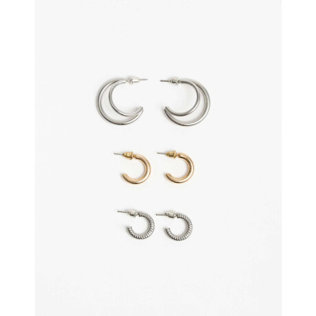 Aros Argolla Set Metal Dorado