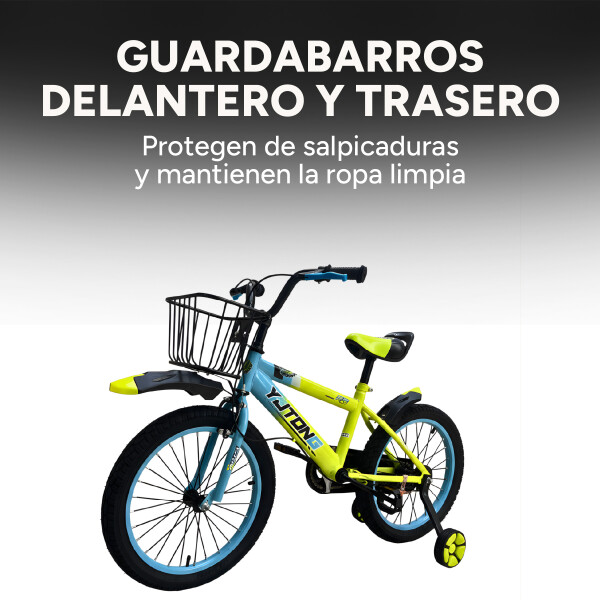 Bicicleta Infantil Yjtong R18 Canasto Parrilla Guardabarros Amarillo 1