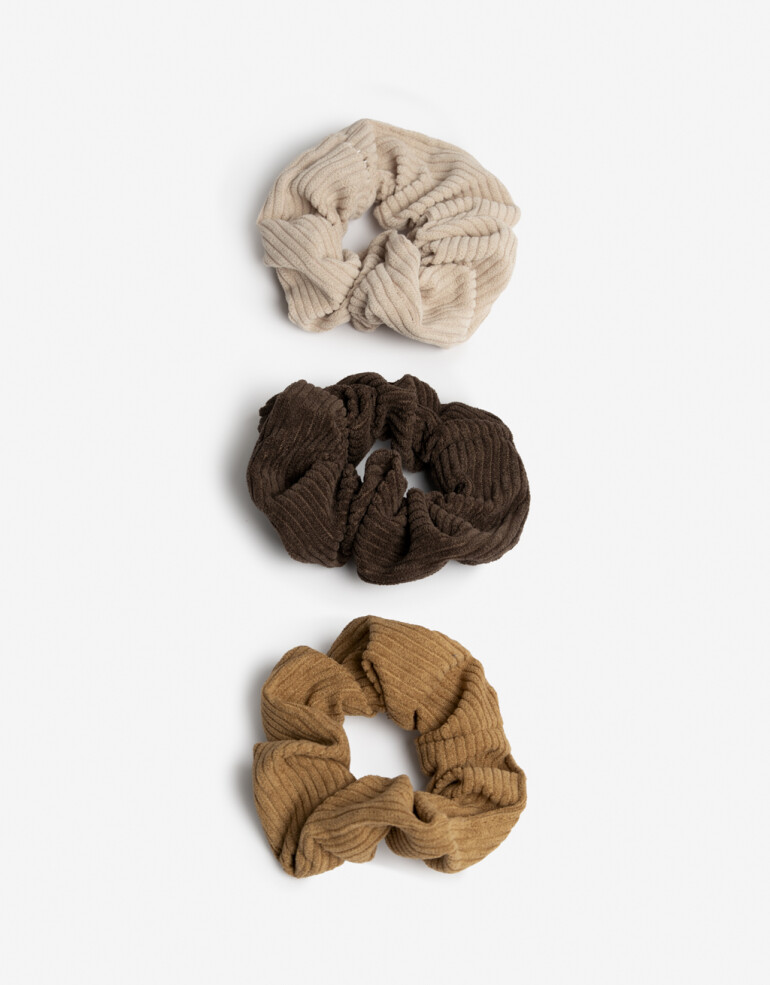 Skunzies Texturada Set De Scrunchies Texturadas - Combinacion Tricolor