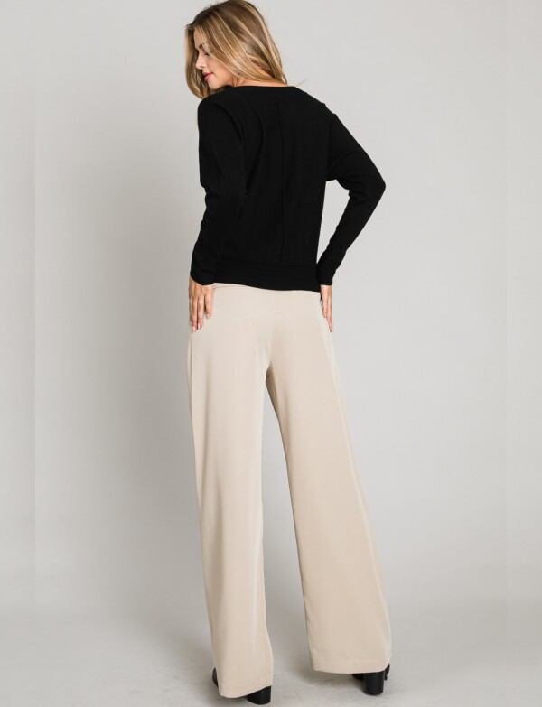 Buzo Tejido Fino Escote V Con Costura Central NEGRO