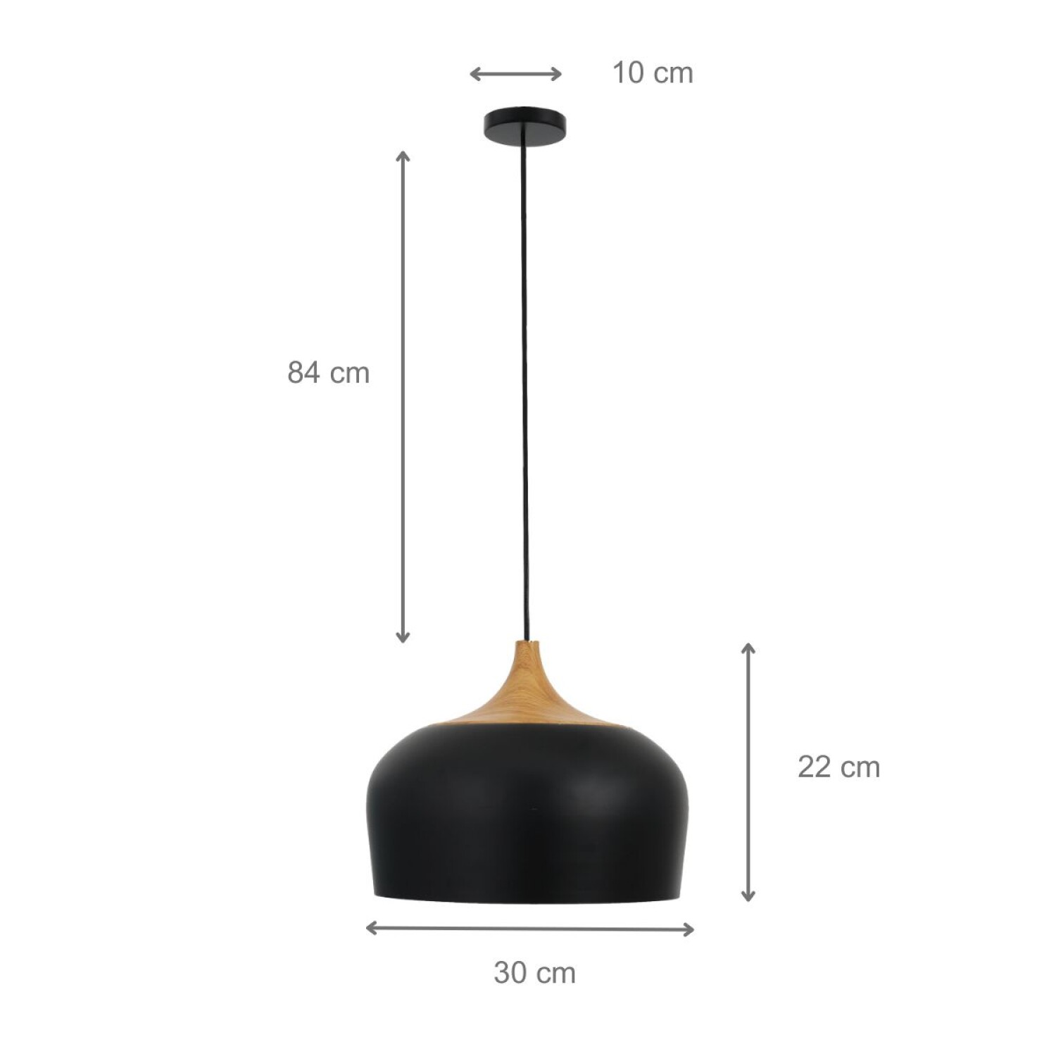 Lámpara de Techo Colgante Cónica de 40 cm Cable Negro — Clemur
