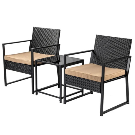 Juego de jardin rattan y metal 3 piezas Juego de jardin rattan y metal 3 piezas