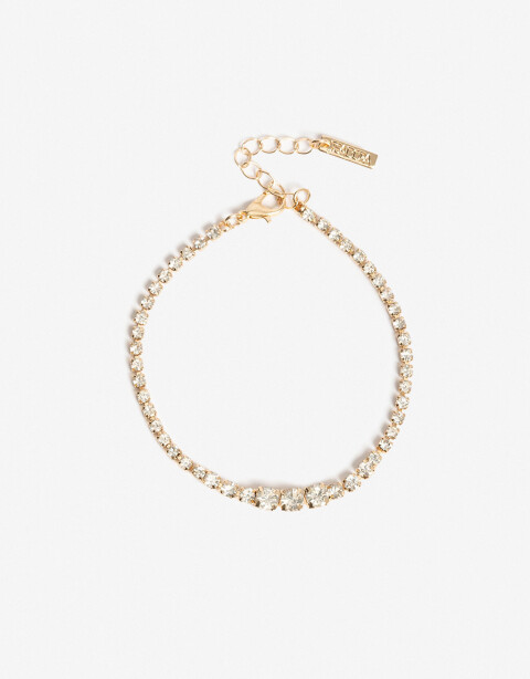Pulseras Flexibles Strass Pulsera Flexible Con Strass - Dorado