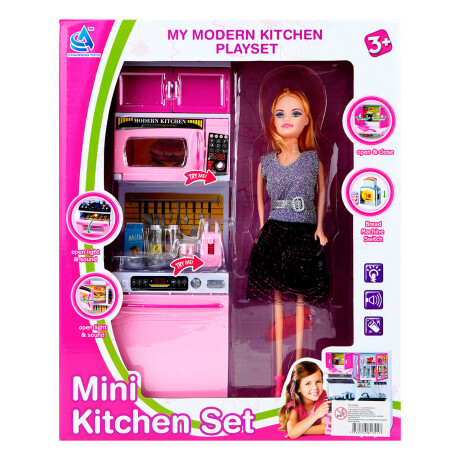 Muñeca con mueble de cocina y accesorios Muñeca con mueble de cocina y accesorios