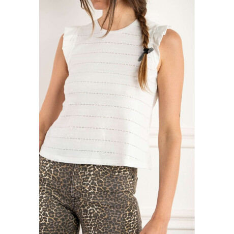 Remera Texturada Manga Tablitas Blanco