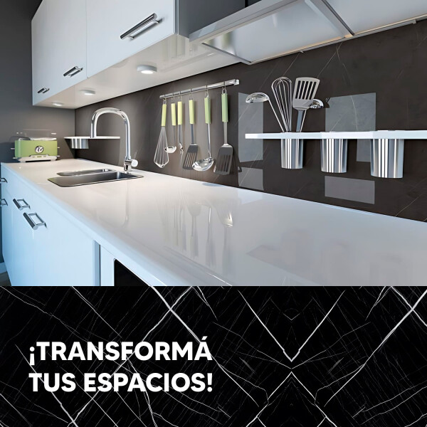 Revestimiento De Pared Flexible PLACA PVC MARMOL 244X120 DISEÑO NEGRO