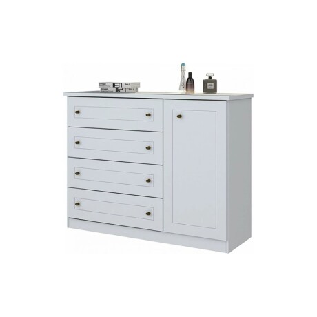 Comoda Americano 4 Cajones 1 Puerta Blanco Comoda Americano 4 Cajones 1 Puerta Blanco