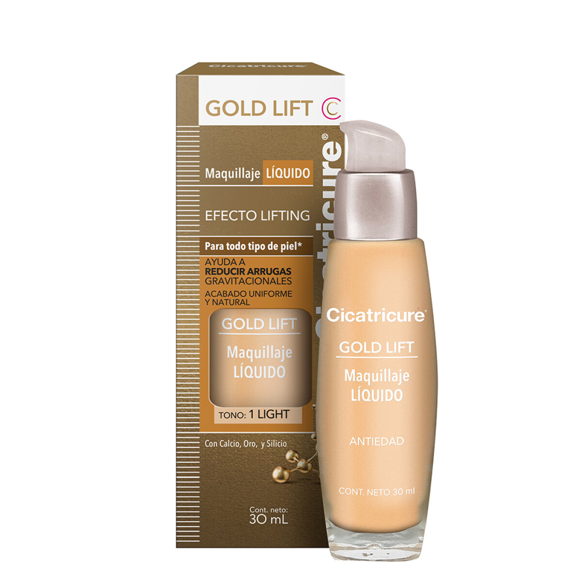 Cicatricure Gold Lift Maquillaje Líquido Efecto Lifting Tono 1 Light 30 ml | Cobertura Natural y Piel Reafirmada