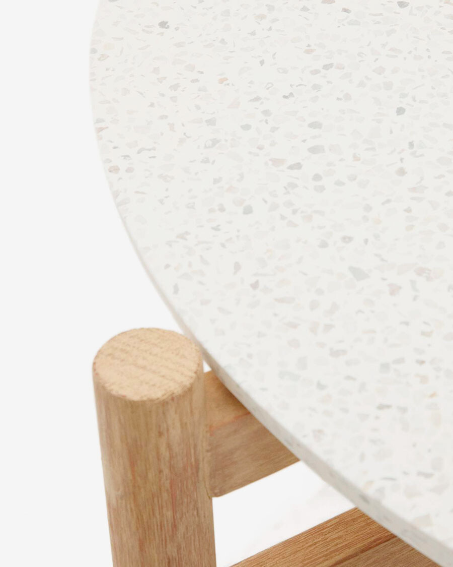 Mesa de centro Pola de cemento y madera maciza de eucalipto Ø 80 cm FSC 100% Mesa de centro Pola de cemento y madera maciza de eucalipto Ø 80 cm FSC 100%