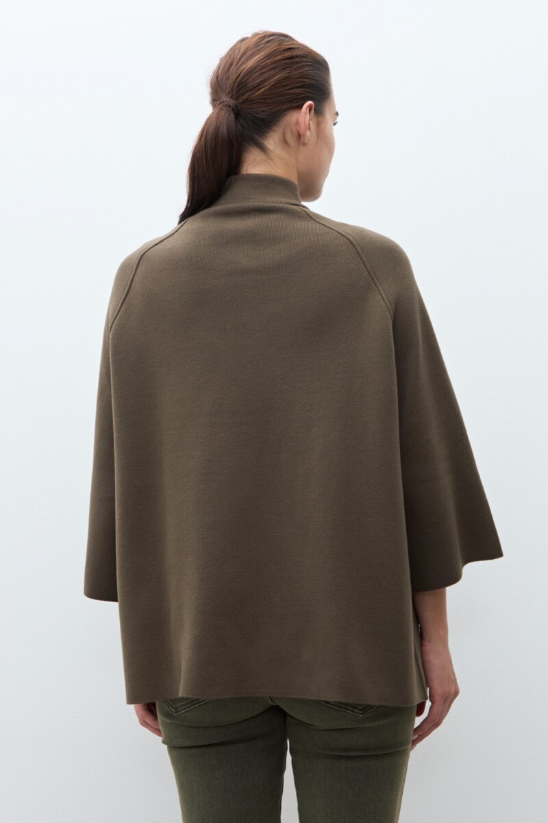 Chaqueta tejida con bolsillos verde oliva