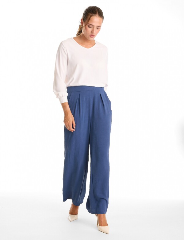 Palazzo Wide Leg Pinzas AZUL