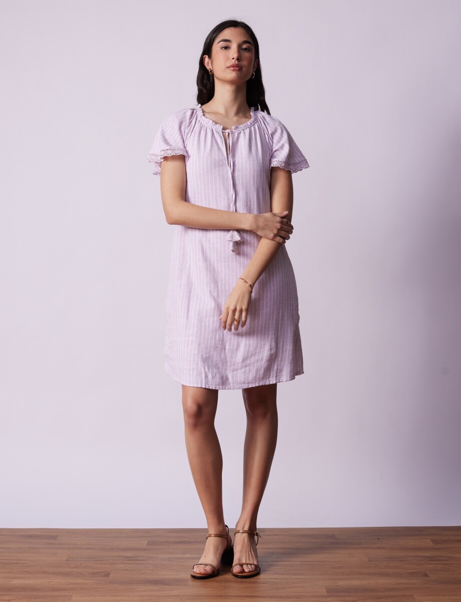 Vestido Lino Lineas - Lavanda 