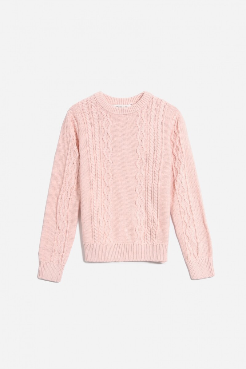 Sweater escote redondo con ochos ROSA