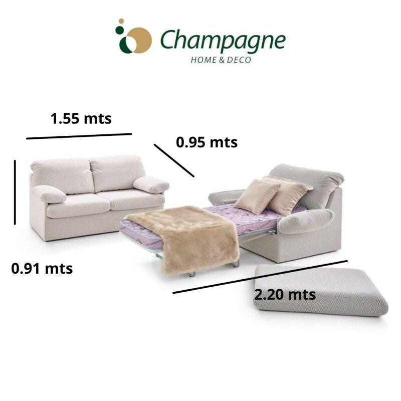 SOFA CAMA 2 PLAZAS - TAPIZADO TELA BEIGE SOFA CAMA 2 PLAZAS - TAPIZADO TELA BEIGE