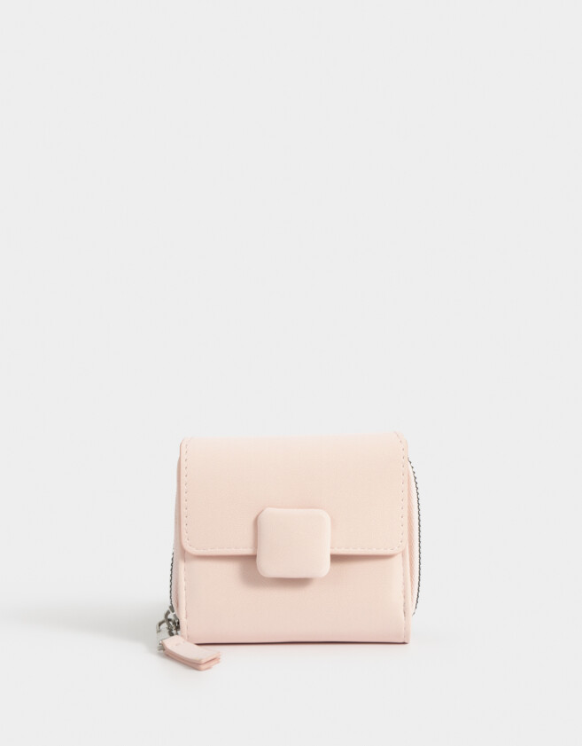 Billetera Clasico Billetera De Cuerina Con Broche - Rosa Viejo