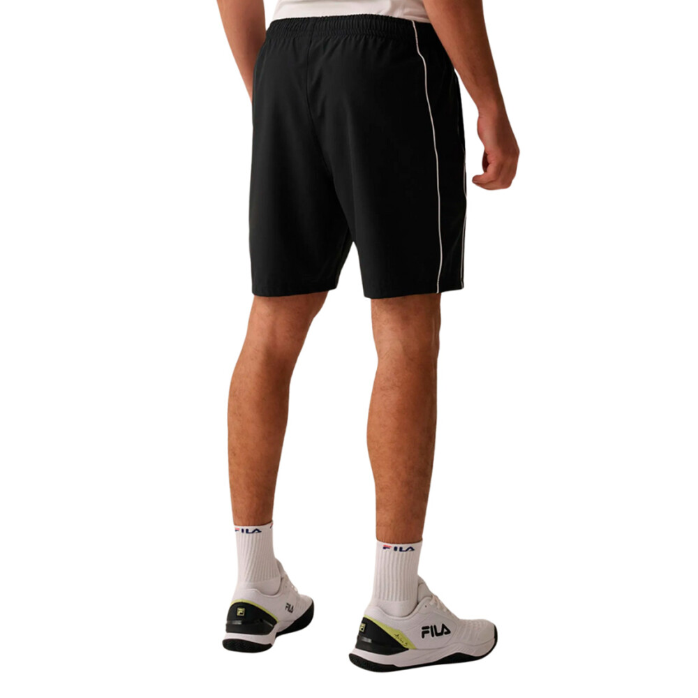 FILA Match 8" Bermuda de tenis para hombre - Negro/Blanco Negro-Blanco