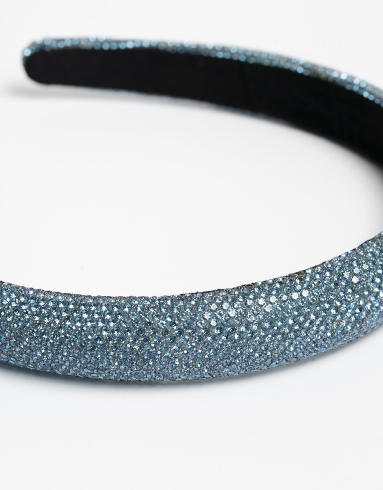 Vinchas Rígidas Strass Vincha Semi Puffy Con Strass - Azul Noche