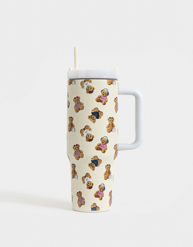Accesorios Cocina Acero Vaso Térmico Estampa Teddy - Blanco Crudo