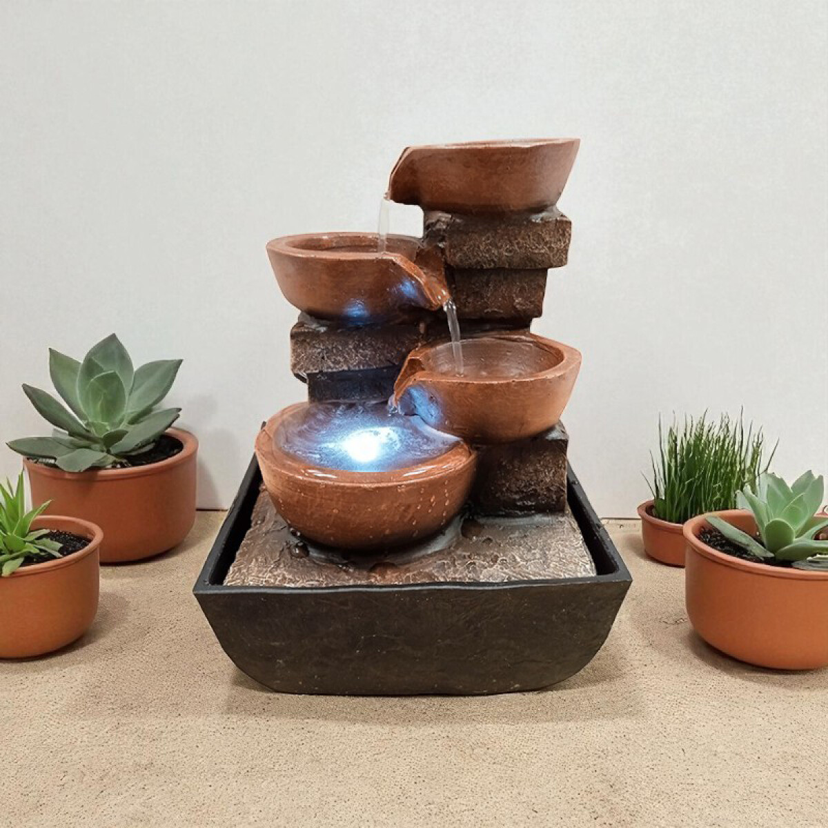 Fuente De Agua Vasijas Color Ladrillo 