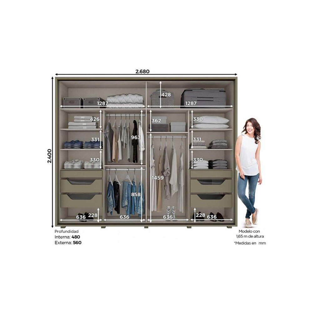 PLACARD ROPERO 2 PUERTAS MDF MARRON CAVIC