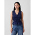 V-SL SMOCKED TIE TOP MILITARY BLUE