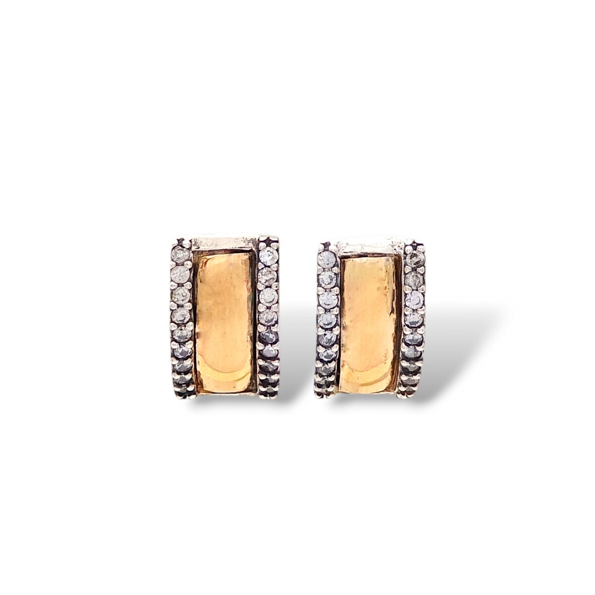 Caravanas Pendiente Zirconia-Plata y oro-Zirconia-CA5042 - conpiedra 