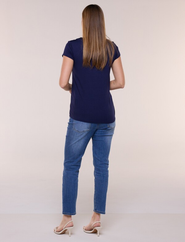 Remera Basica Manga Corta Esote V AZUL