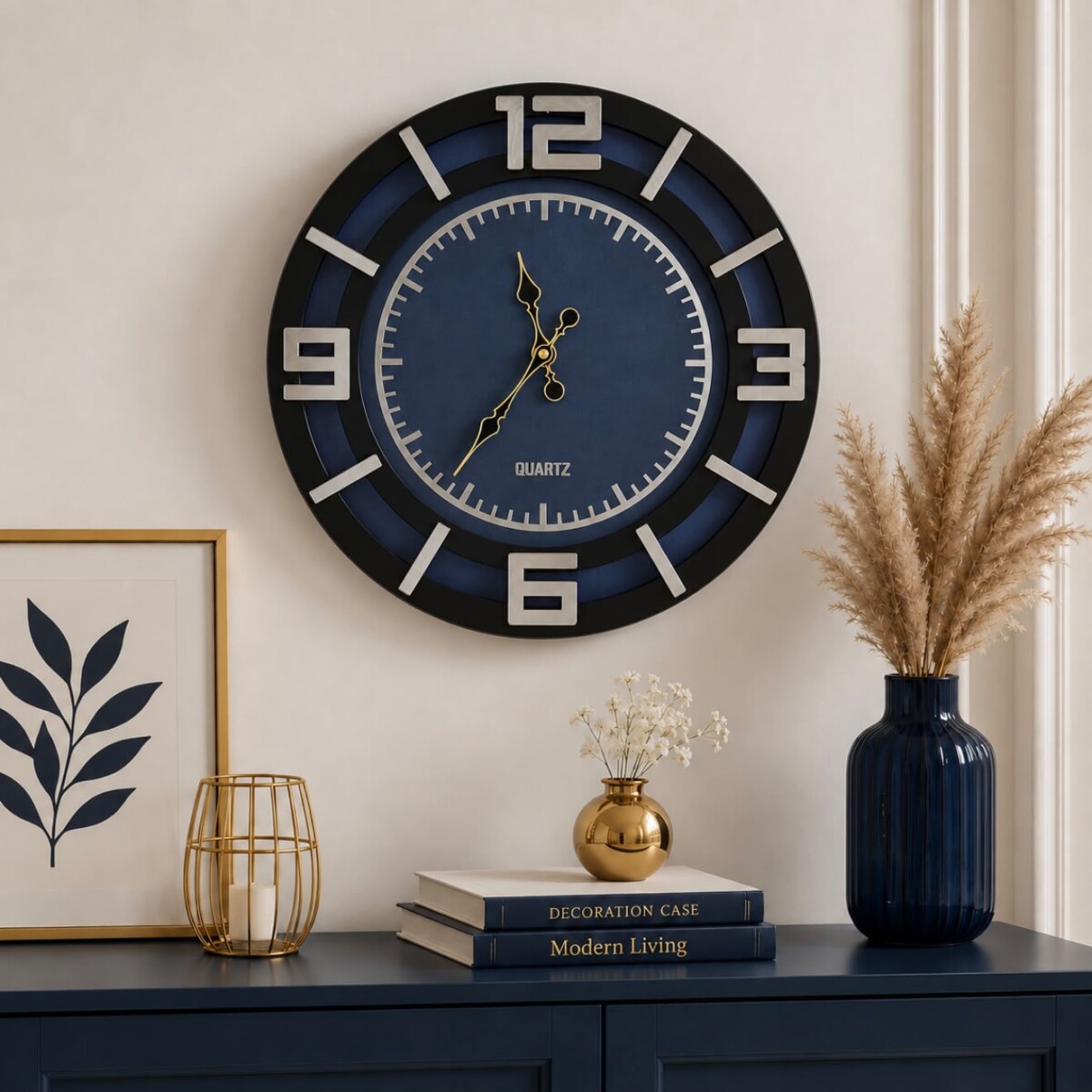 Reloj de Pared Azul con Números en Relieve Grande - Ø 50cm 