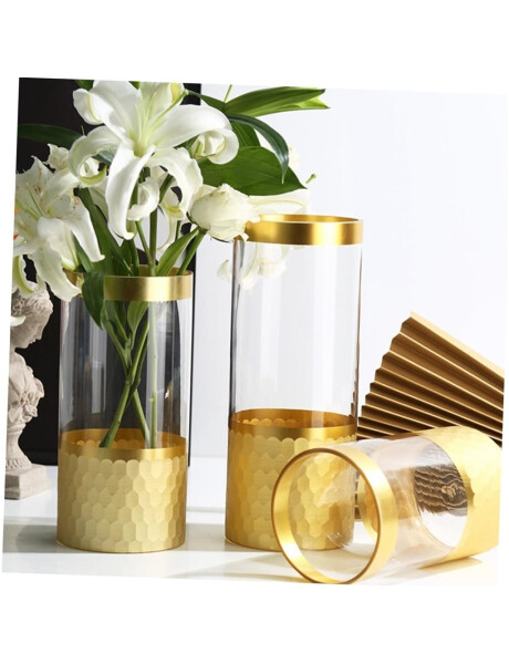 FLORERO VIDRIO TRANS. D15x25CM DORADO FLORERO VIDRIO TRANS. D15x25CM DORADO