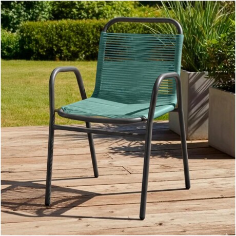 SILLA RATTAN SC-018R Silla De Jardín RUSTICO SC-018R Símil Rattan Estructura De Acero - Verde