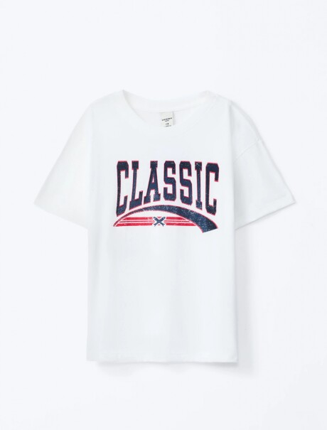 CAMISETA INFANTIL CON ESTAMPA BLANCO