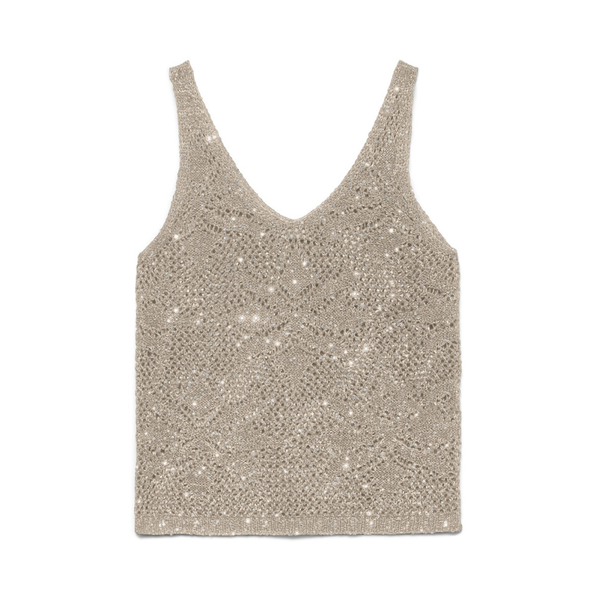 VMLEILANI FLOWER SL V-NECK TOP - Cement 