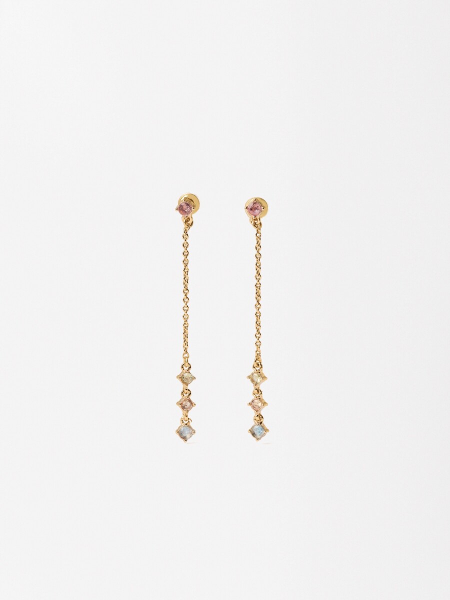 Pendientes Largos Con Circonitas multicolor