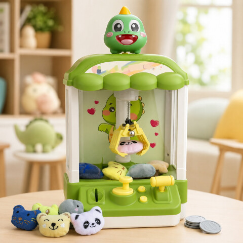 Máquina Infantil Grúa Agarra Juguetes Peluches Con Sonido Variante Color Verde