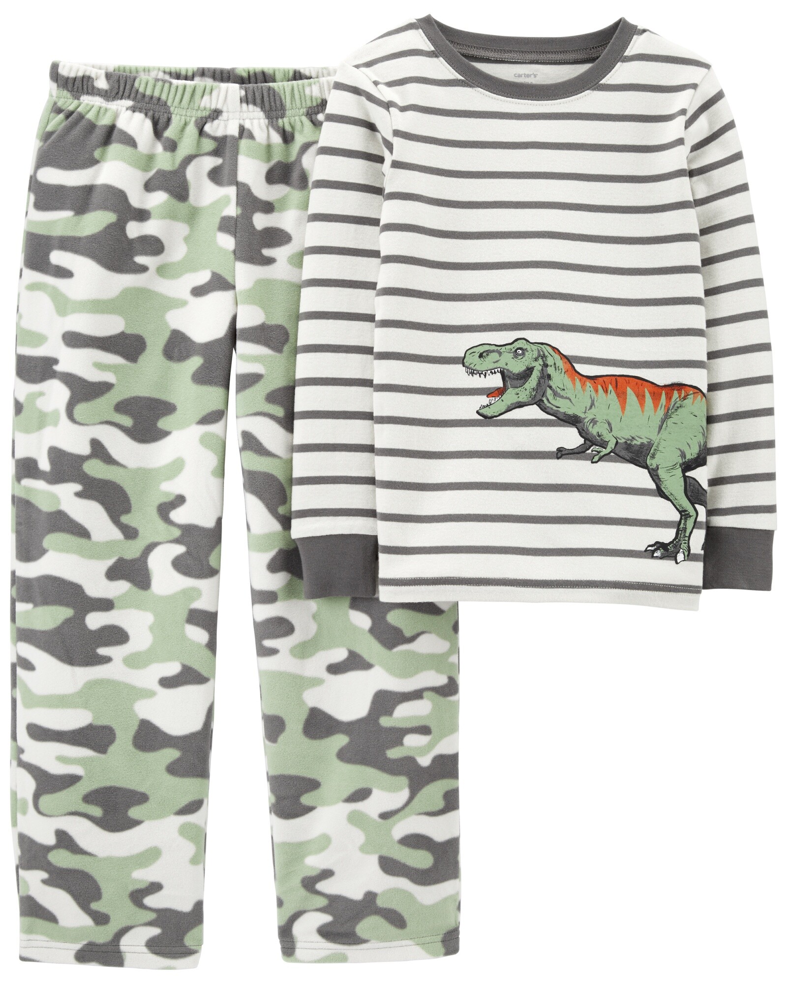 Pijama dos piezas pantalón micropolar y remera algodón, diseño dinosaurio Sin color