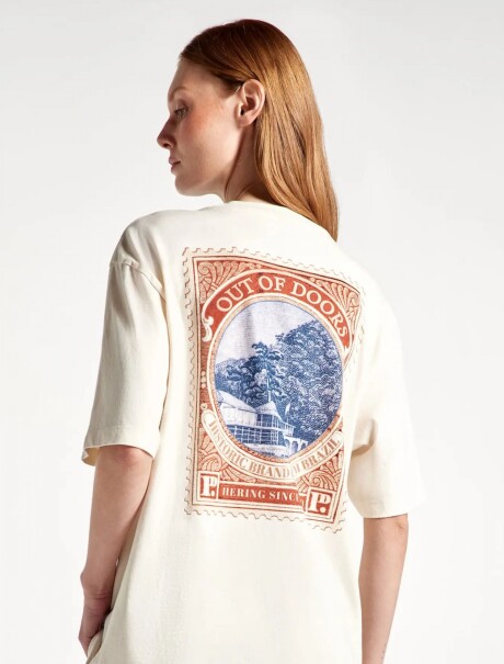 CAMISETA OVERSIZED CON ESTAMPA BEIGE