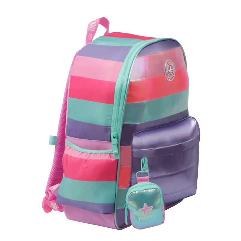 Mochila Infatil Footy con monedero Rosado - Violeta - Verde Agua