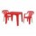 Set Mesa 54x54x46cm y 2 Sillas Infant Plást Reforzado 40kg Rojo
